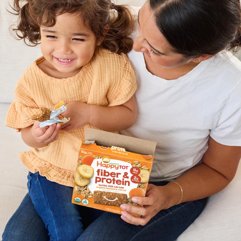 Happy Tot Organics Fiber & Protein Soft-Baked Oat Bars Organic Toddler Snack Banana & Carrot, 0.88 Ounce Bars, 5 Count Box (Pack of 6) - Image 4